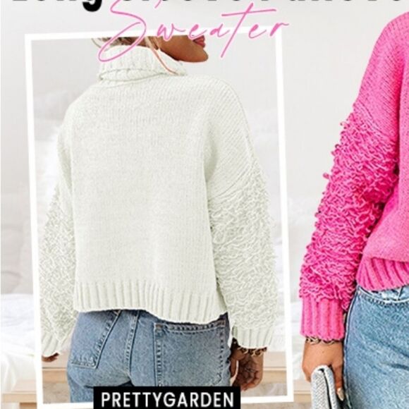 NWT PRETTYGARDEN White Fall Turtleneck Sweater Knit Pullover - Picture 4 of 4